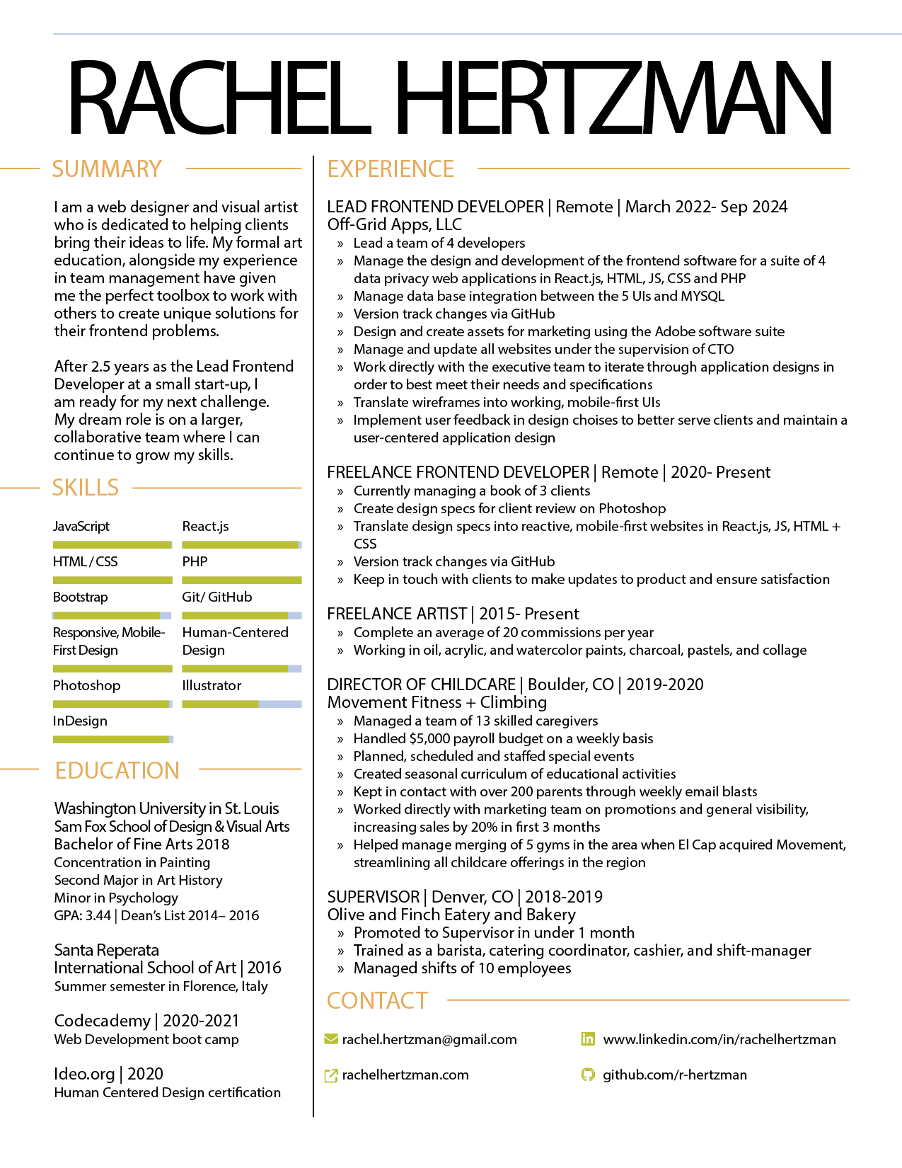 Rachel Hertzman's Resume